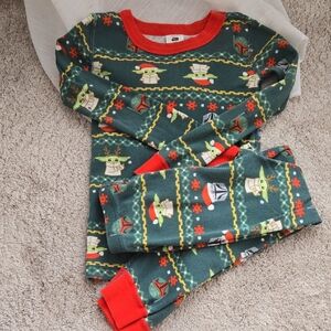 Hanna Andersson Organic Cotton Star Wars Kids Green & Red Holiday PJs Set, EUC